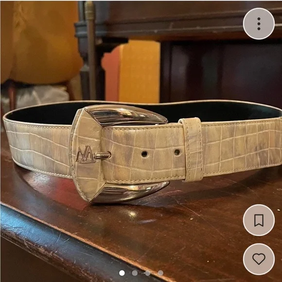 Escada | Accessories | Escada Cream Leather Belt With Silver  display picture 3
